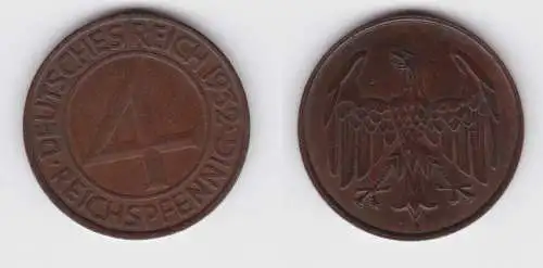 4 Pfennig Kupfer Münze Weimarer Republik 1932 A "Brüning Taler" (155796)