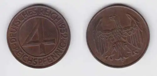 4 Pfennig Kupfer Münze Weimarer Republik 1932 A "Brüning Taler" (155257)