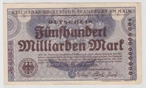 500 Milliarden Mark Banknote Reichsbahndirektion Frankfurt a.M. 22.10.23(119957)