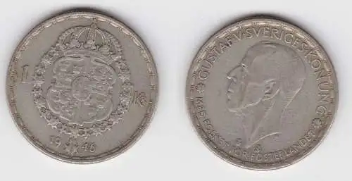 1 Krone Silber Münze Schweden 1946 (156293)
