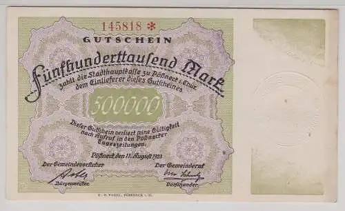 500000 Mark Banknote Gemeinde Pössneck 11.08.1923 (155329)