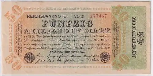 50 Milliarden Mark Banknote Inflation 10.10.1923 Rosenberg Nr.117 e (167061)