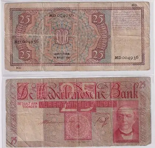 25 Gulden Banknote Niederlande 19.03.1941 Pick 50 (167185)