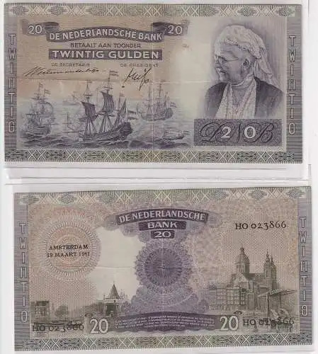 20 Gulden Banknote Niederlande 19.03.1941 Pick 54 (167160)