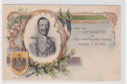 906535 Ak Gruß vom 1.Stiftungsfest des Post Unterbeamten Vereins Eisleben 1901