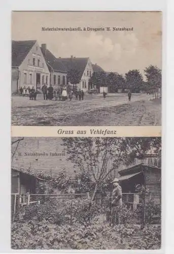 906827 Ak Gruß aus Vehlefanz Materialwarenhnadlung und Imkerei 1909