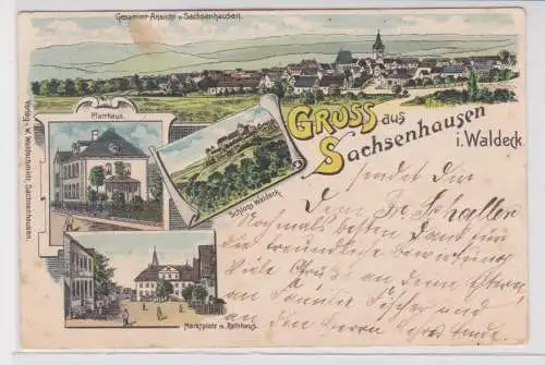 904055 Ak Lithographie Gruß aus Sachsenhausen in Waldeck 1904