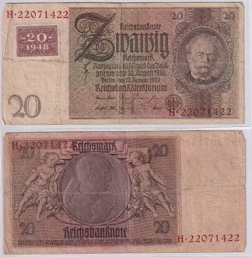 20 Mark Banknote DDR Deutsche Notenbank 1948 Kuponausgabe Ro.Nr.335a (167112)