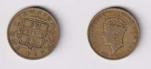 1 Penny Messing Münze Jamaika Jamaica 1947 ss (167132)