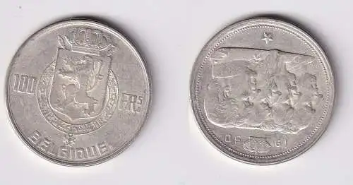100 Franc Silber Münze Belgien 1950 ss (167198)