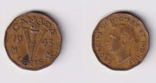 5 Cents Messing Münze Kanada Canada Georg VI. 1943 ss (167171)