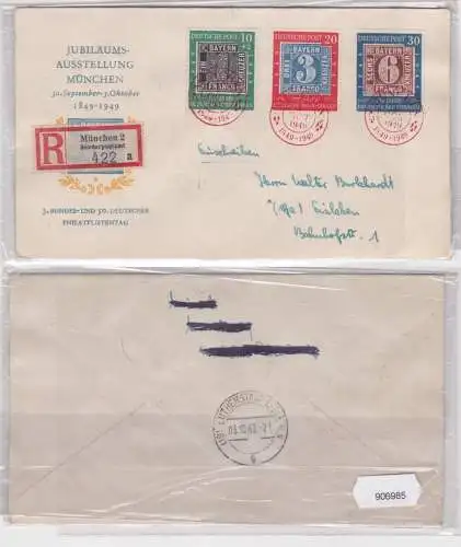 906985 Einschreibebrief BRD 100 Jahre deutsche Briefmarke 1949 Mi 113-115 200€