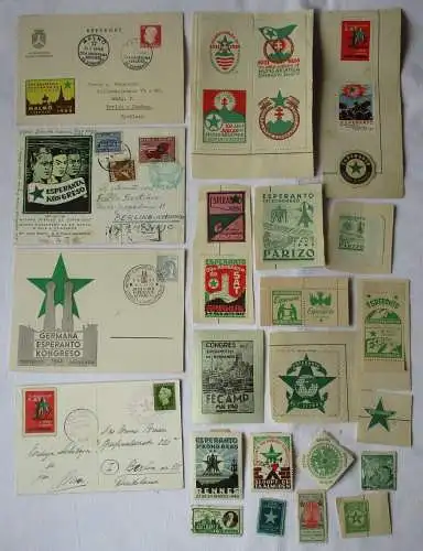 Sammlung 28 Postkarten und Vignetten Esperanto Kongresse weltweit 1947 (38588)