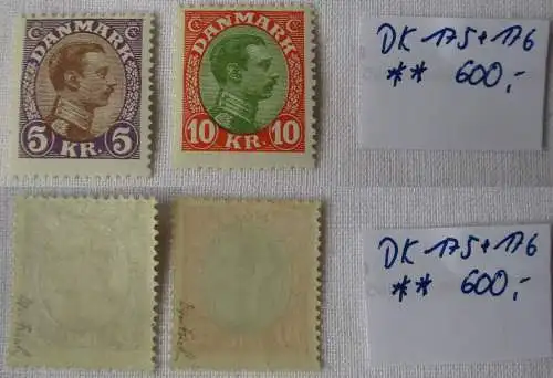 DÄNEMARK 1927-28 Mi 175+176 postfrisch Wert 600 EUR 2 Werte (103390)