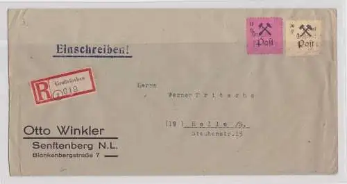 907070 Einschreibebrief Lokalausgabe Großräschen 1946 Mi 19 + 22