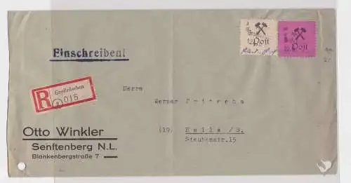 907198 Einschreibebrief Lokalausgabe Großräschen 1946 Mi 13 + 27 Wert über 130 €