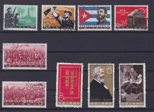 VR China 1963 Briefmarken Michel 683-688 und 699-701 gestempelt (149470)