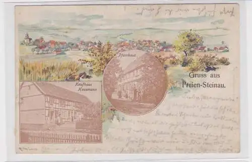 42426 Mehrbild Ak Gruß aus Freien Steinau Kaufhaus und Pfarrhaus 1903