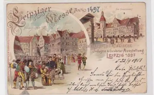 907966 Lithographie Ak säch.-thür. Industrie & Gewerbe Ausstellung Leipzig 1897
