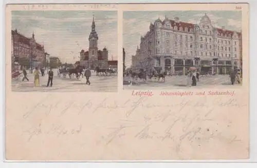 49019 Mehrbild Ak Leipzig Johannisplatz und Sachsenhof 1903