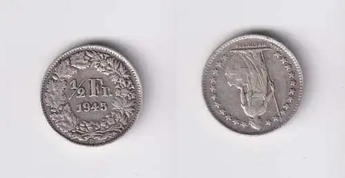 1/2 Franken Silber Münze Schweiz 1945 B ss (165532)