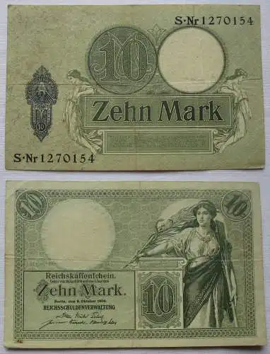 10 Mark Banknote Reichskassenschein Berlin 6. Oktober 1906 Ro. 27b (100027)