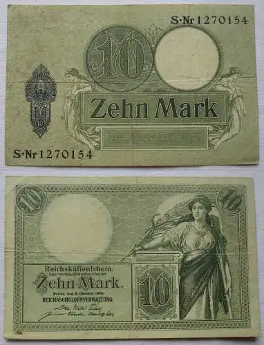 10 Mark Banknote Reichskassenschein Berlin 6. Oktober 1906 Ro. 27b (107083)