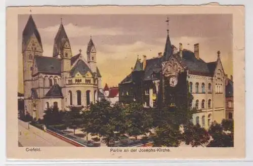 57649 Ak Crefeld Krefeld Partie an der Josephs Kirche 1923