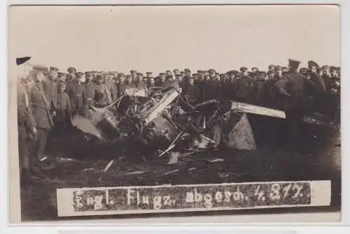 903264 Feldpost Foto Ak englisches Flugzeug abgeschossen 4.3.1917