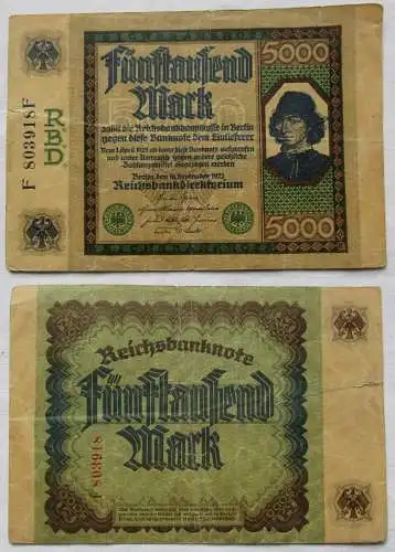 5000 Mark Banknote Inflation 16.9.1922 Rosenberg Nr.76 (162566)