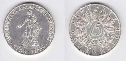 25 Schilling Silber Münze Österreich Mozart 1956 vz (155543)