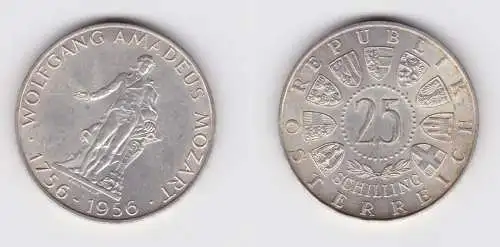 25 Schilling Silber Münze Österreich Mozart 1956 vz (156400)