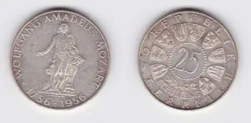 25 Schilling Silber Münze Österreich Mozart 1956 ss/vz (155557)