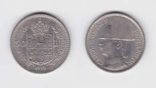 50 Lei Nickel Münze Rumänien 1938 ss+ (154440)