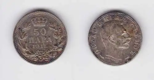 50 Para Silber Münze Serbien Peter I, 1915 f.vz (154321)