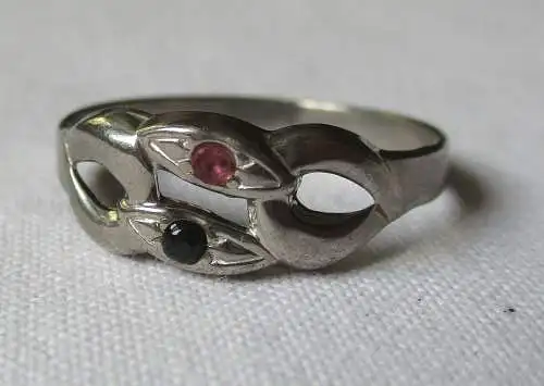 schicker 925er Sterling Silber Damen Ring mit 2 kleinen Edelsteinen (104047)