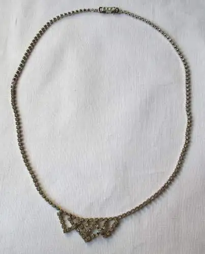 Hübsche Damen Halskette silberfarbener Modeschmuck, viele Ziersteine (125001)