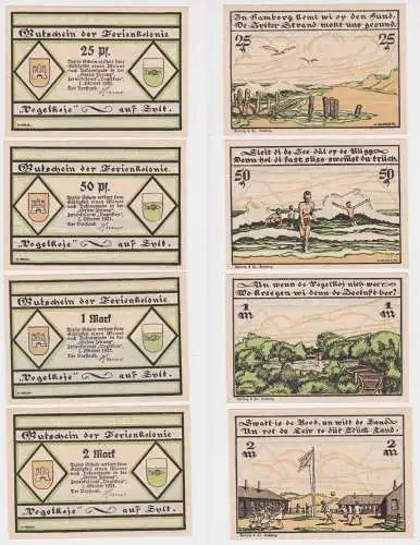 4 Banknoten Notgeld "Vogelkoje" Gemeinde Kampen auf Sylt 1.10.1921 (132008)