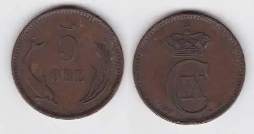5 Öre Kupfer Münze Dänemark Delphin 1899 f.ss (142810)