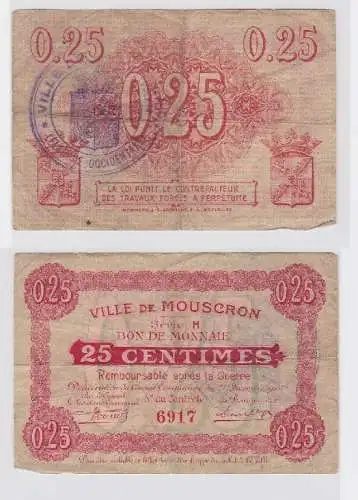 25 Centimes Banknote Belgien Ville de Mouscron  (119161)