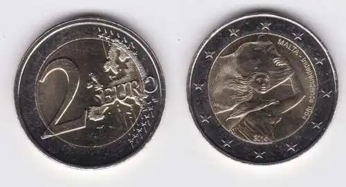 2 Euro Münze Malta 2014 50 Jahre Unabhängigkeit von Großbritannien Stgl.(121347)