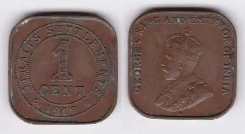 1 Cent Kupfer Münze Straits Settlements 1919 ss (117488)