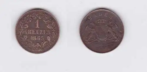 1 Kreuzer Bronze Münze Baden 1865 (117260)