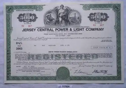 Aktie 5000 Dollar Jersey Cetral Power & Light Company 1973 (117624)