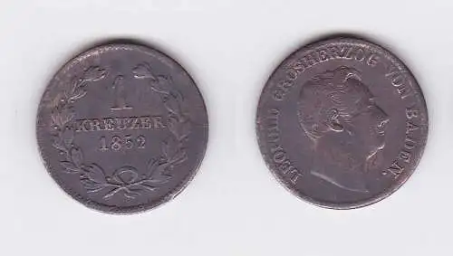 1 Kreuzer Bronze Münze Baden 1852 (117261)
