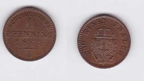 1 Pfennig Kupfer Münze Preussen Wilhelm I 1868 A (117324)