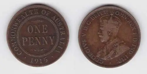 1 Penny Bronze Münze Australien Georg V. 1915 ss (140818)