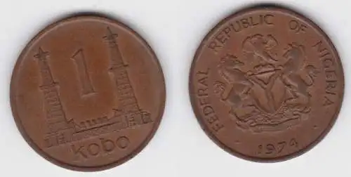 1 Kobo Bronze Münze Nigeria 1974 Queen Elizabeth II. (143584)
