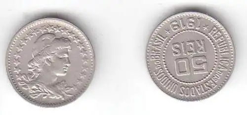 50 Reis Nickel Münze Brasilien 1919 (114895)