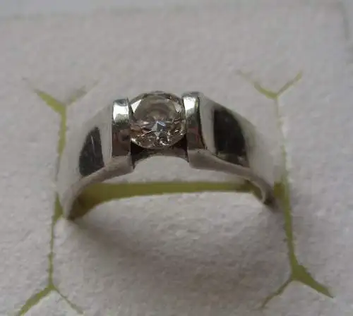 Eleganter 925er Silber Damen Ring Schmuckring mit weißem Stein (161360)